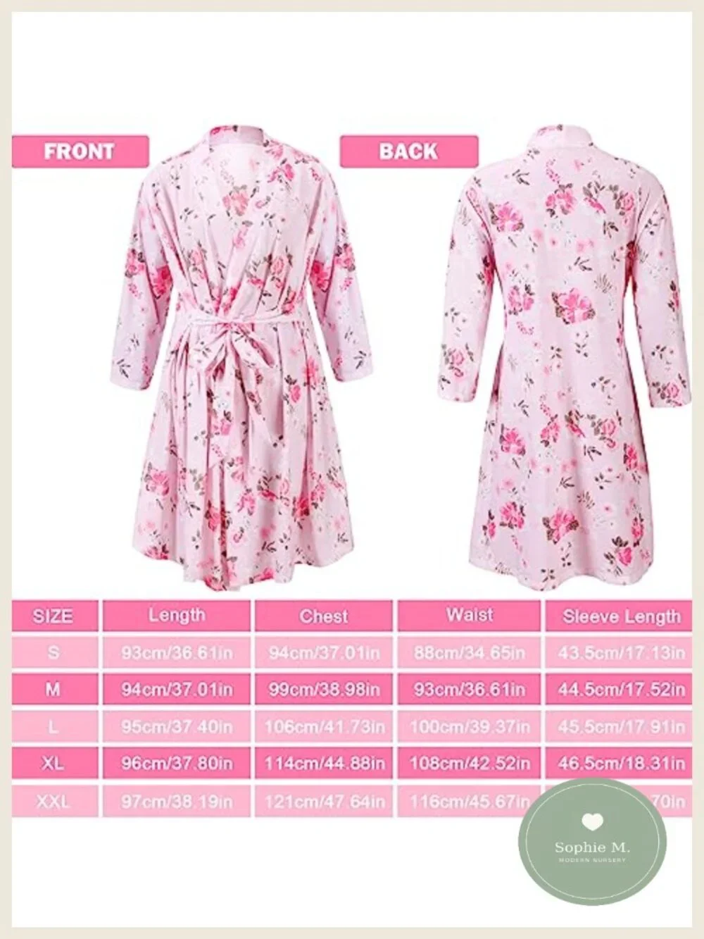 Maternity Robe & Baby Matching Hospital Outfit Set with Swaddle, Caps, Headband